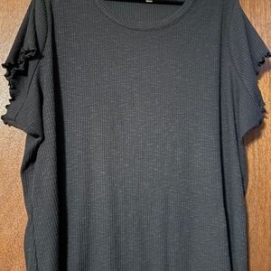 Terra & Sky Black Short Sleeve Top 3X